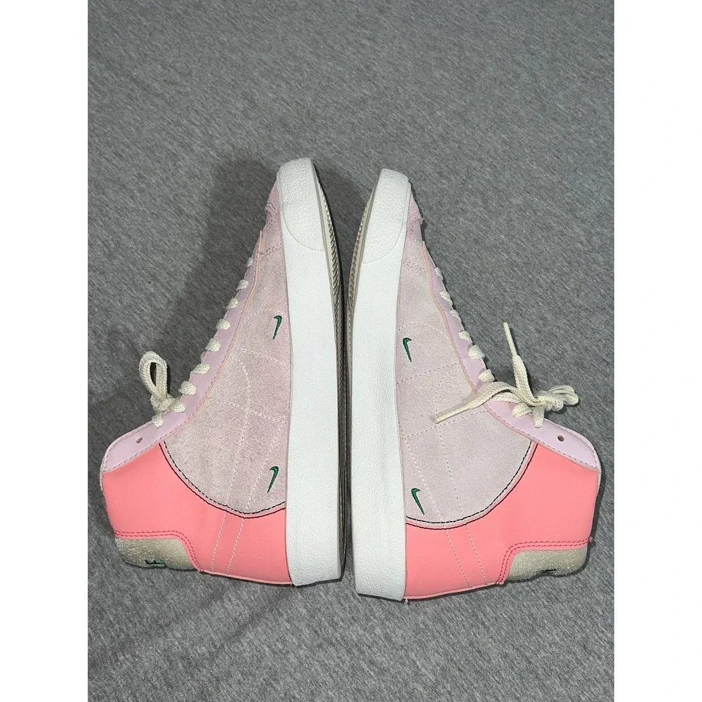 Nike Blazer Mid Shoes Youth Size 5.5Y Pink Coral Cream Suede Leather High Top